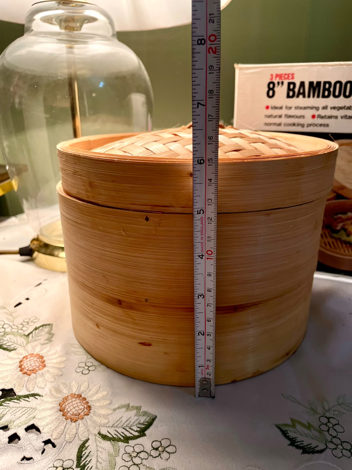 Vintage Bamboo Steamer Set 3-Piece 8 Inch