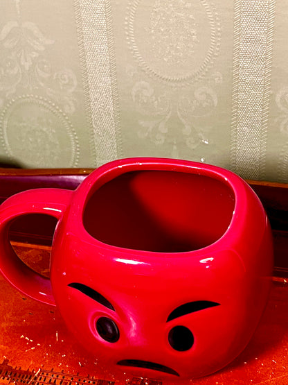Red Sad Face Emoji Ceramic Mug 10cm Novelty Cup