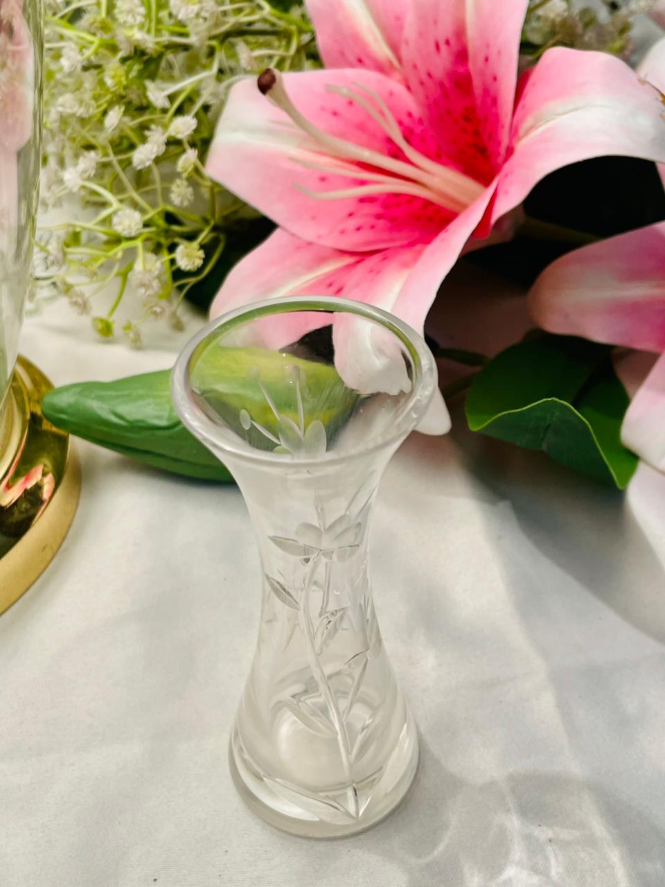 Vintage Clear Crystal Bud Vase 4.75 in
