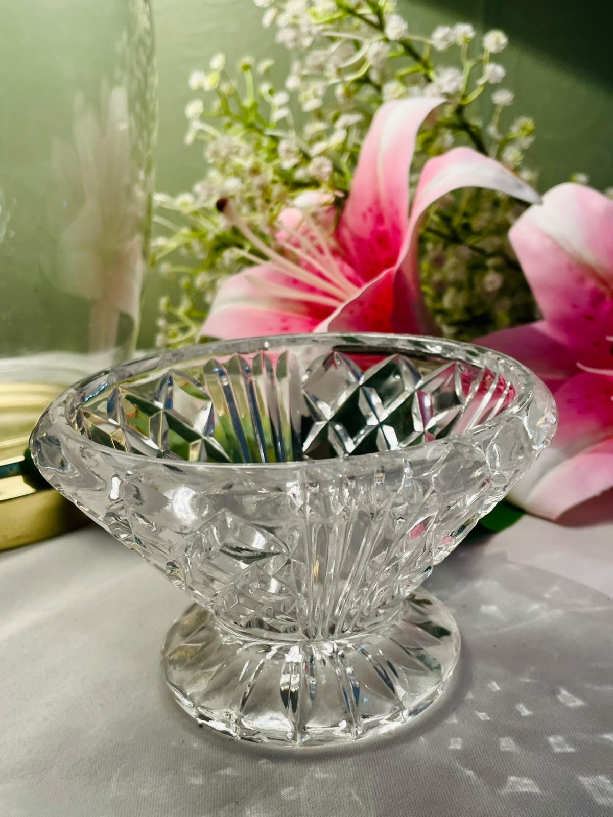 Vintage Clear Crystal Serving Bowl, Approx. 12 cm