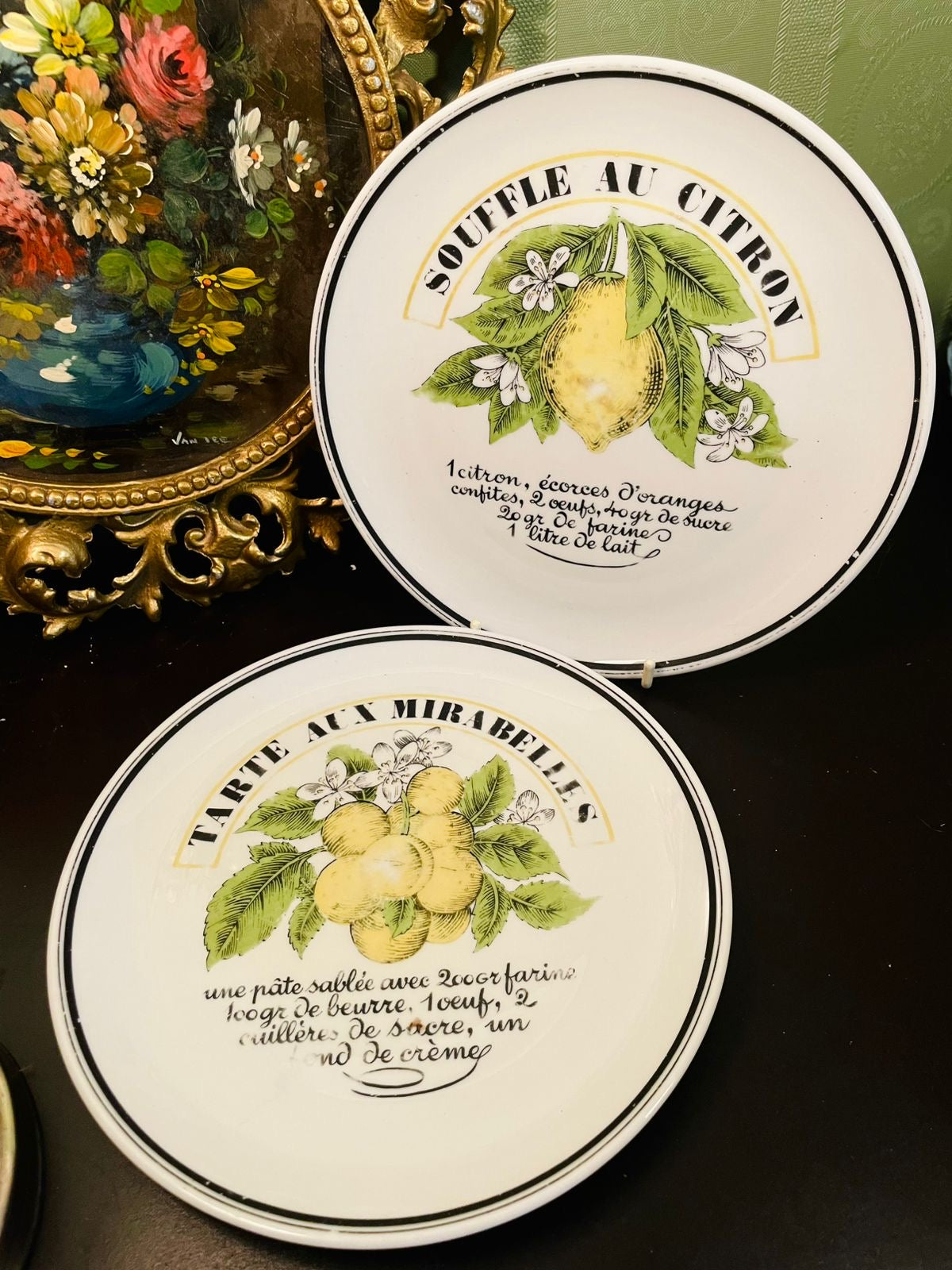 Vintage Porcelaine d’Auteuil France Lemon Dessert Plates – Set of 2