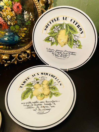 Vintage Porcelaine d’Auteuil France Lemon Dessert Plates – Set of 2