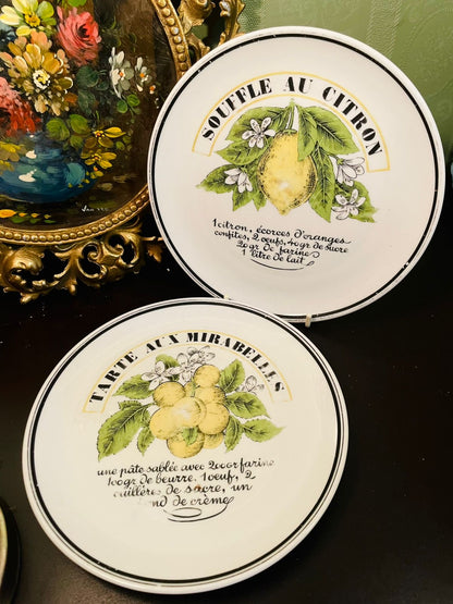 Vintage Porcelaine d’Auteuil France Lemon Dessert Plates – Set of 2