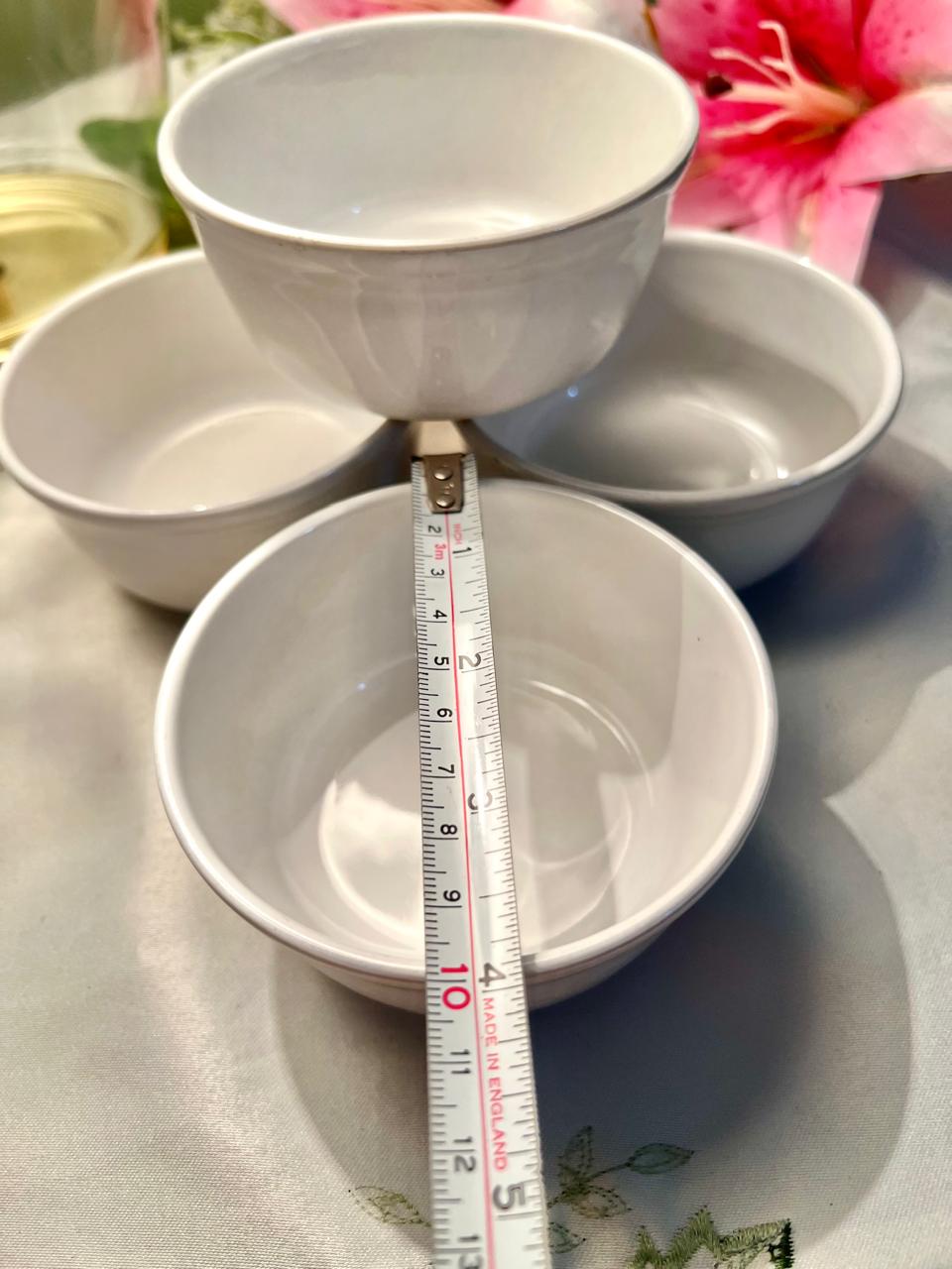 White Ceramic Ramekin Bowls – 4 Piece Set, 4 Inch