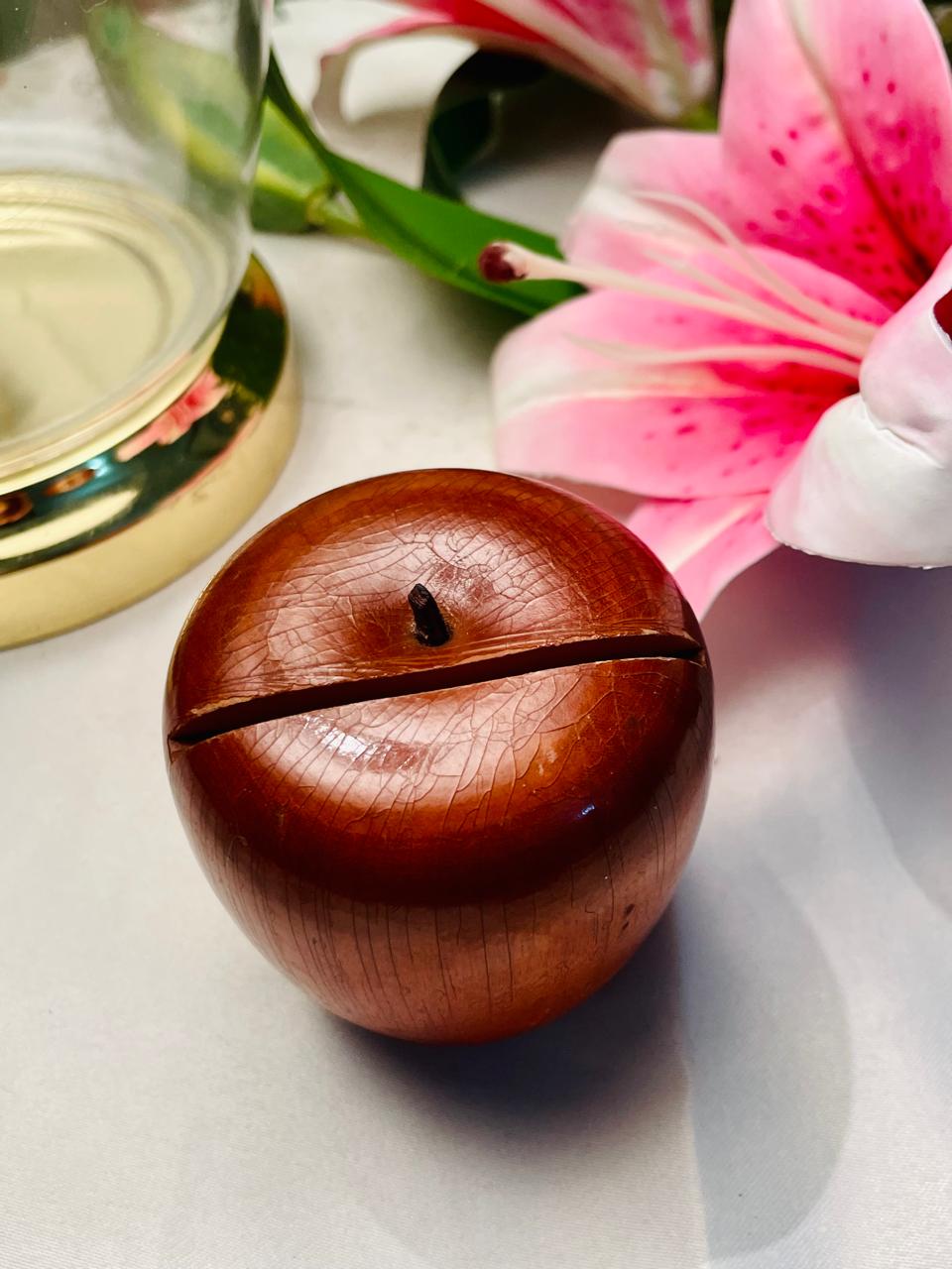 Wooden Apple Trinket Box 8 cm