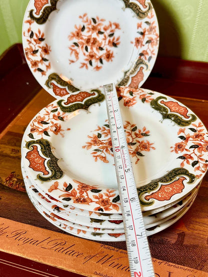 Floral Brown & Cream Ceramic Plate Set – 5 Pieces