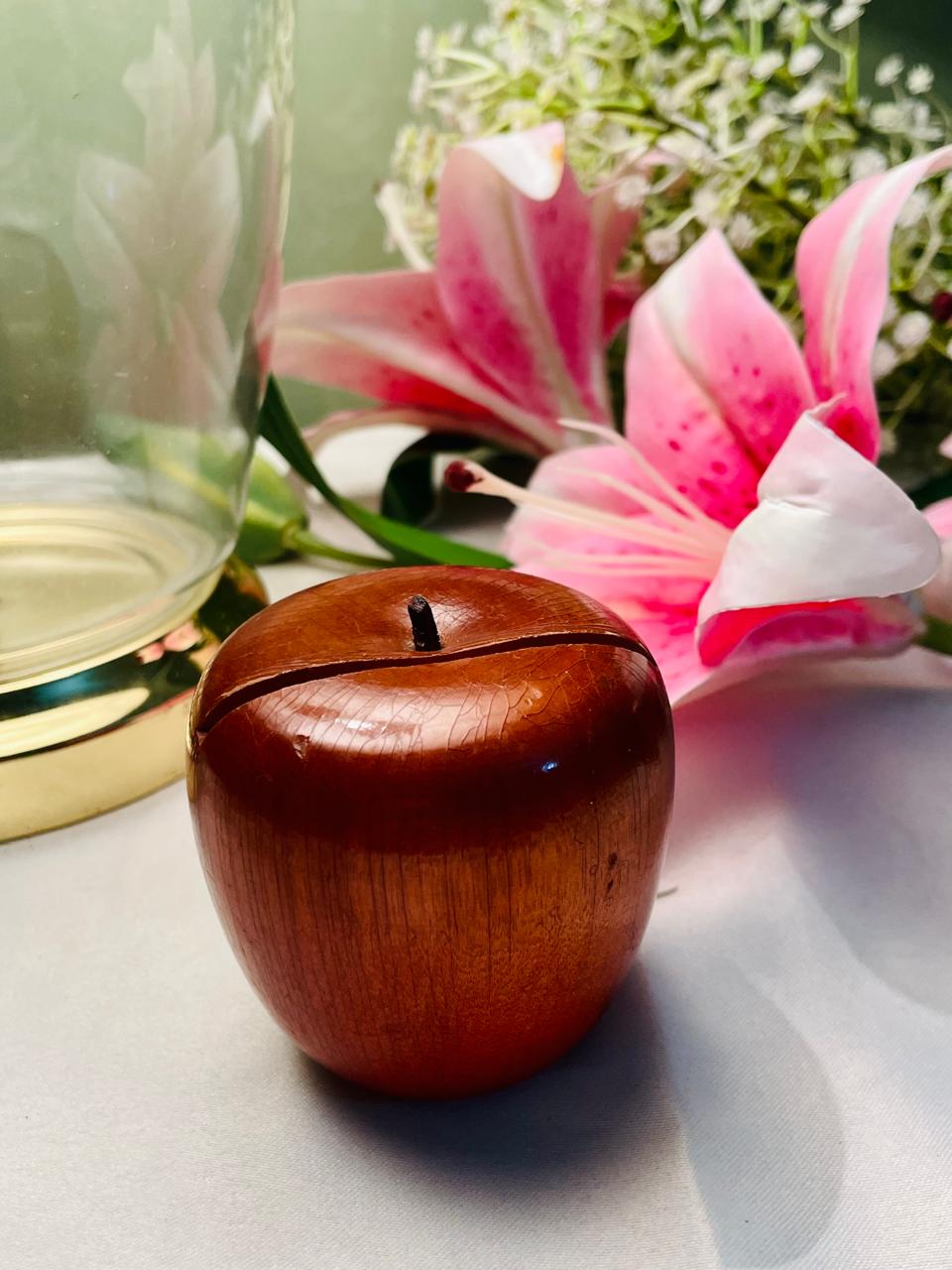 Wooden Apple Trinket Box 8 cm