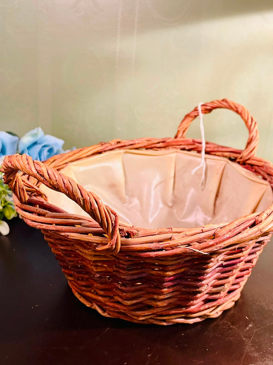 Round Wicker Basket with Waterproof Liner – Decorative Storage Basket