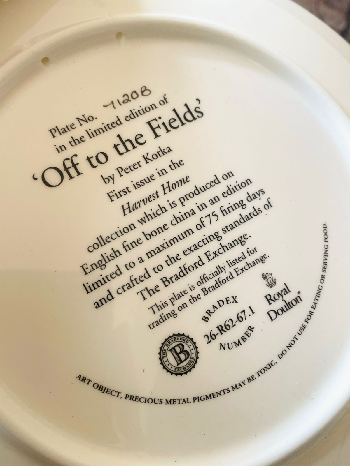 (Royal Doulton Limited Edition Collector’s Plate – “Off to the Fields” Shire Horse Scene, England)