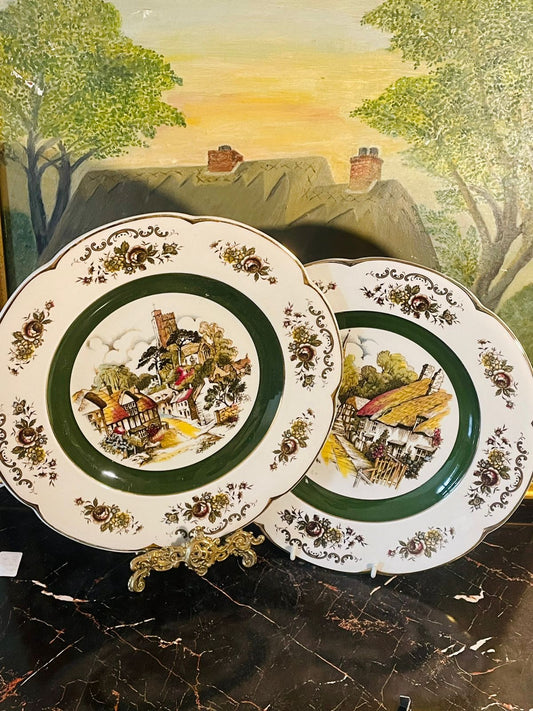 Set of 2 Large Vintage “Ascot” Decorative Wall Plates – Wood & Sons, England