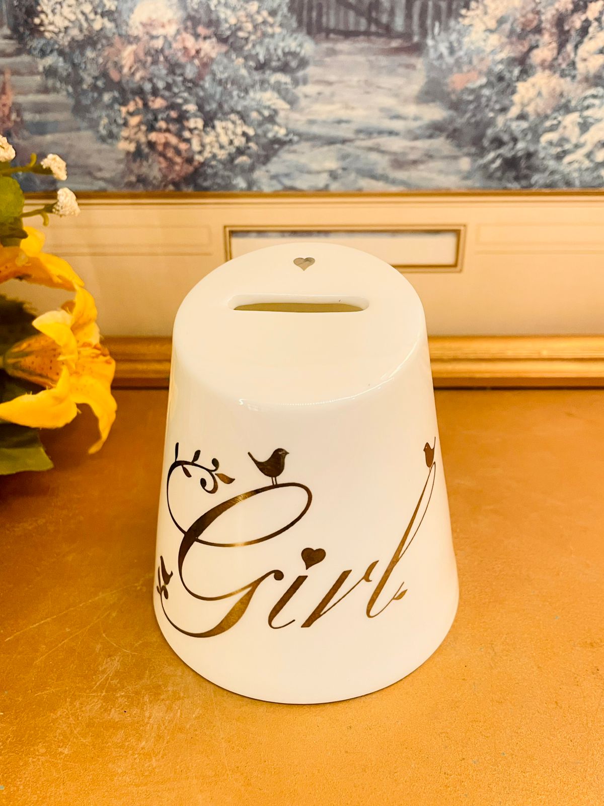 White Ceramic “Girl” Coin Bank Modern Decorative Money Bank