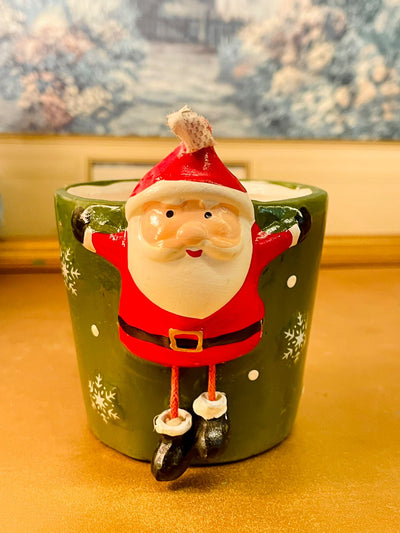 Cute Santa Christmas Planter Ceramic Holiday Decor Pot