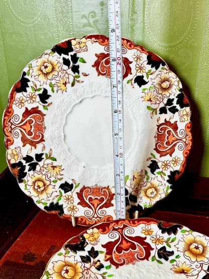 Floral Brown & Cream Ceramic Plate Set – 5 Pieces