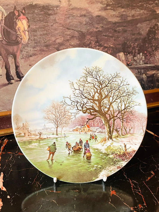 Poole Pottery Landscape in Winter plate, B.C. Koekkoek porcelain, English countryside winter decor, Dutch landscape collectible plate, vintage European art plate, winter village pottery, rare English porcelain, snow scene decor, thrift finds Pakistan, vintage Poole plate England