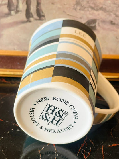 H&H “History & Heraldry” New Bone China Mug – Geometric Stripe Design