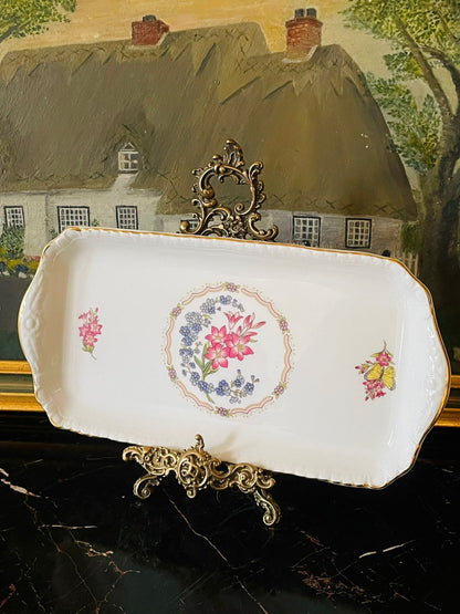 Vintage Coalport Bone China Floral Rectangular Tray – England