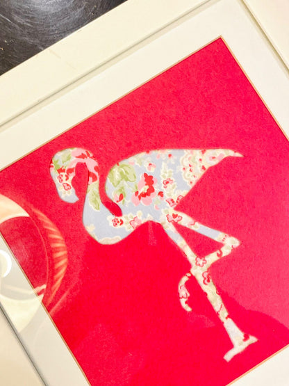 Pair of Framed Heart and Flamingo Floral Wall Art 12 inch