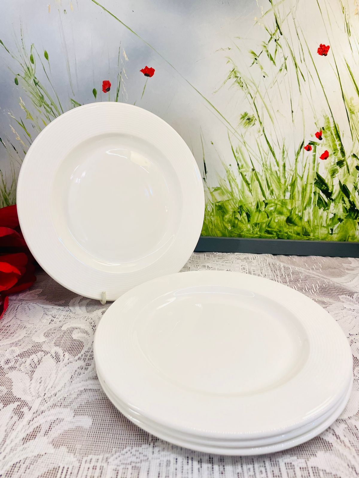 Dudson Fine China White Medium Plates Set