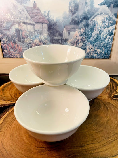 Set of 4 White Italian Ceramic Bowls | Vintage Tableware