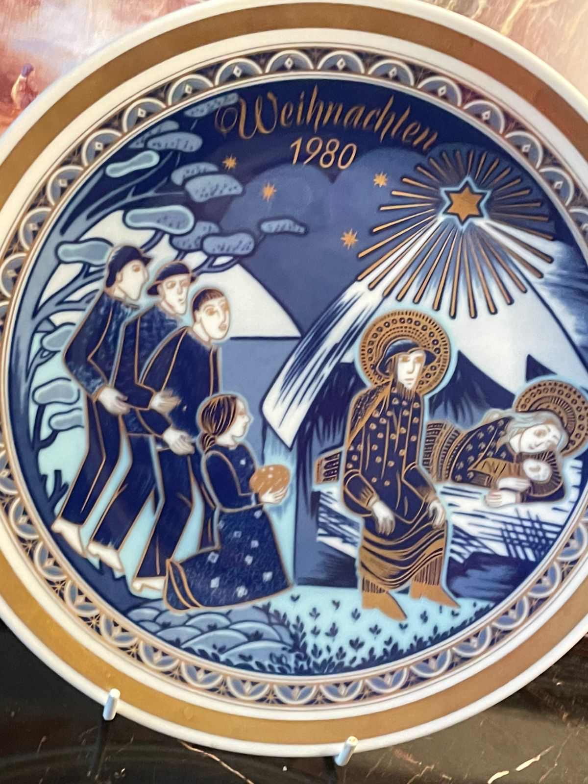 Rare 1980 Bavarian Echt Kobalt Christmas Plate – Limited Edition with 24K Gold