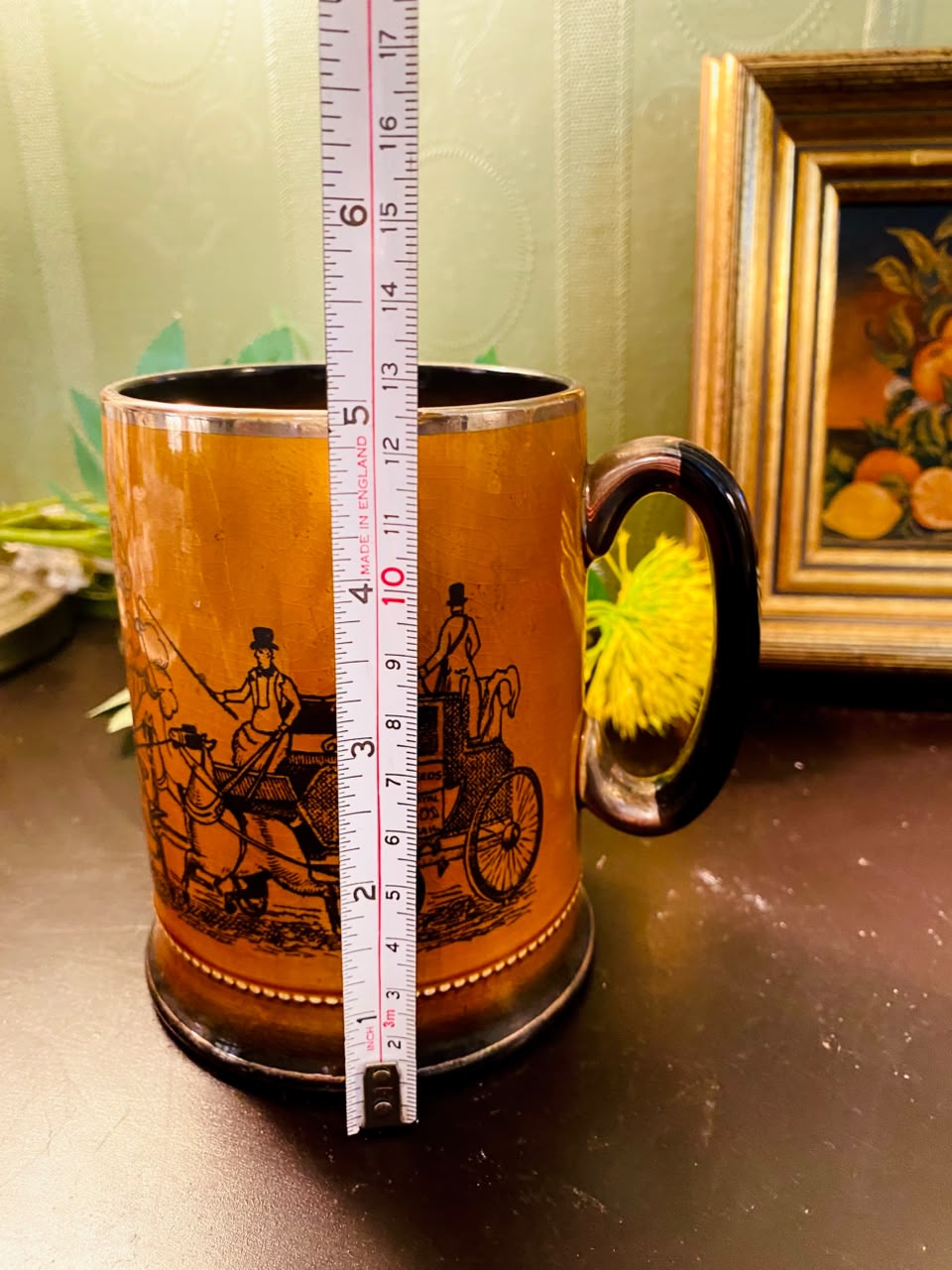 Vintage Horse Carriage Ceramic Tankard Mug 5 Inch