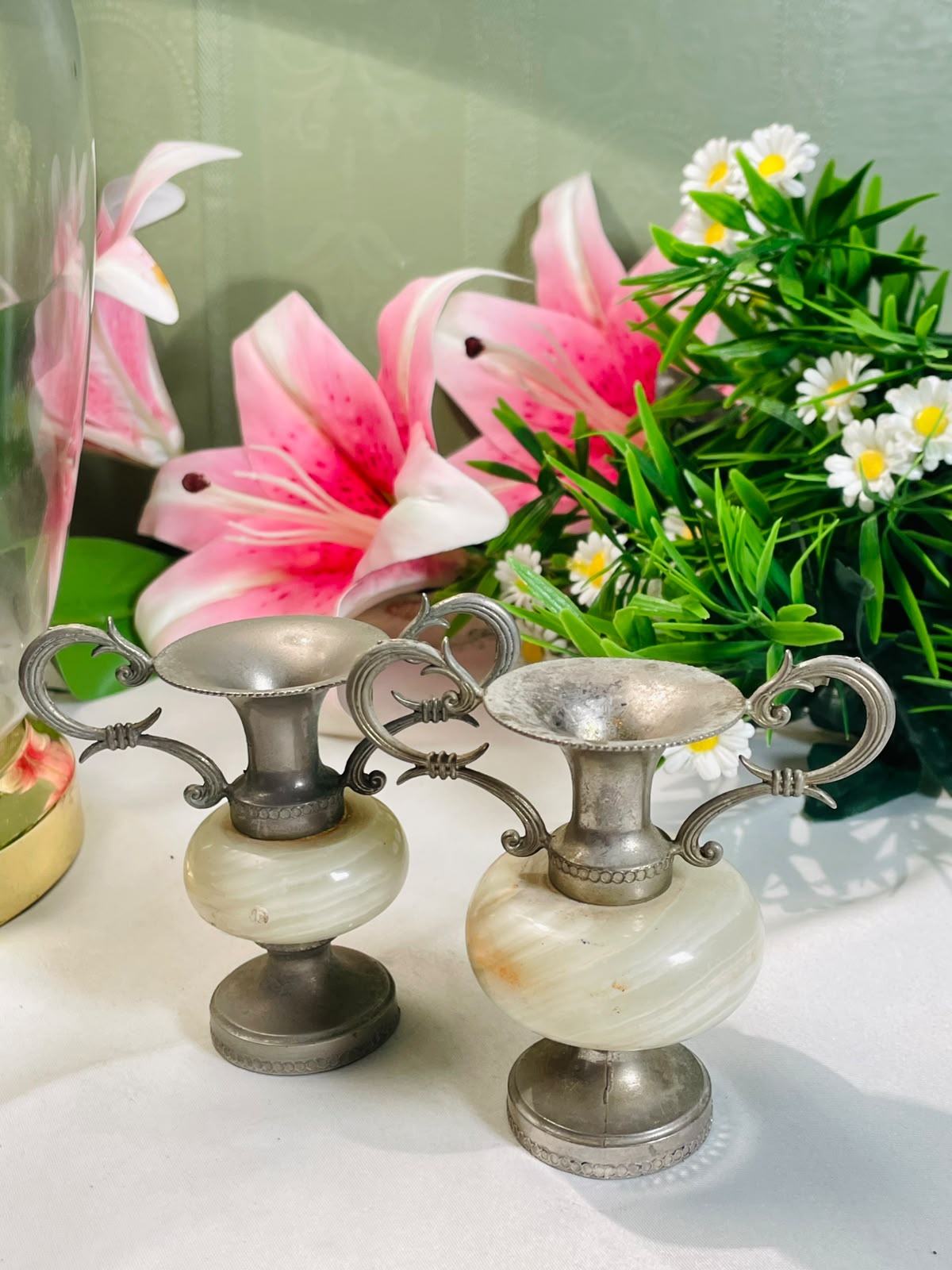 Silver-Tone Miniature Ewer Jugs – 2 Pieces, 9 cm