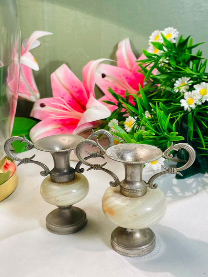 Silver-Tone Miniature Ewer Jugs – 2 Pieces, 9 cm