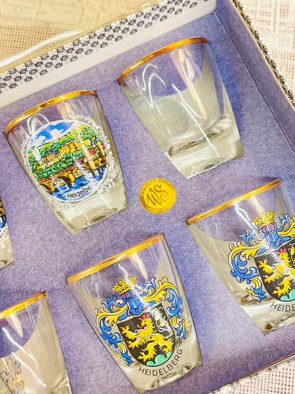 Vintage Heidelberg Shot Glass Set Made in Germany
