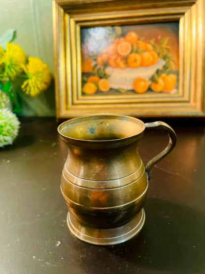 Vintage Mini Brass Tankard Mug 3 Inch Rustic Collectible Cup