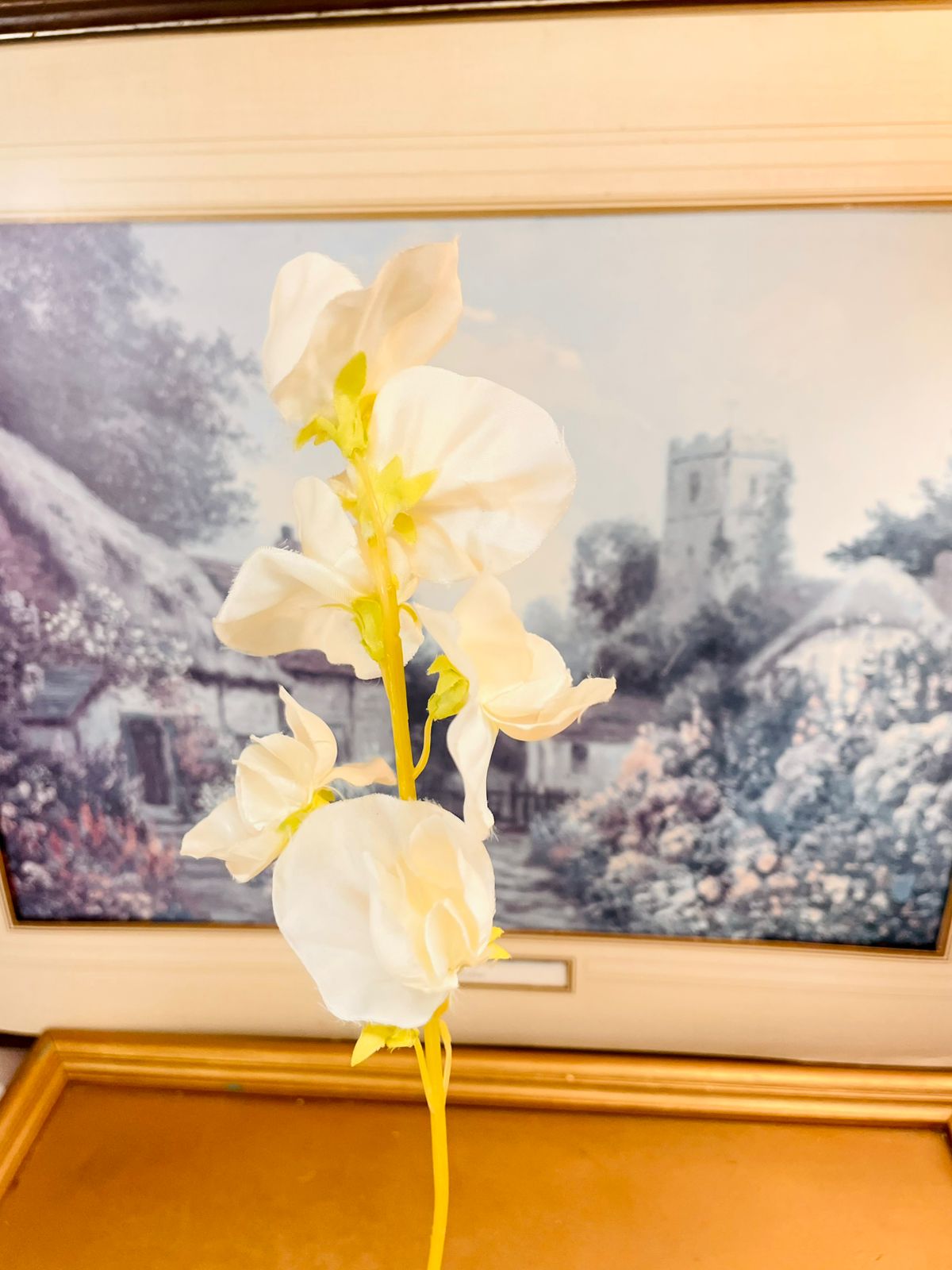 Cream Artificial Blossom Flower Stem 17"