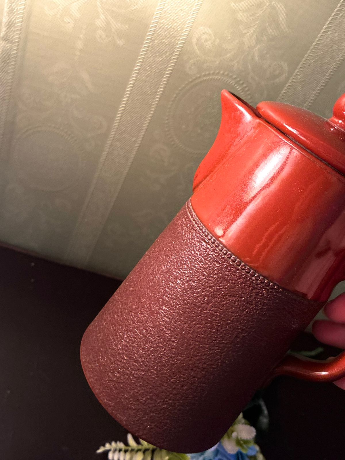 Vintage Brown Ceramic Coffee Pot Tall Retro Serving Jug