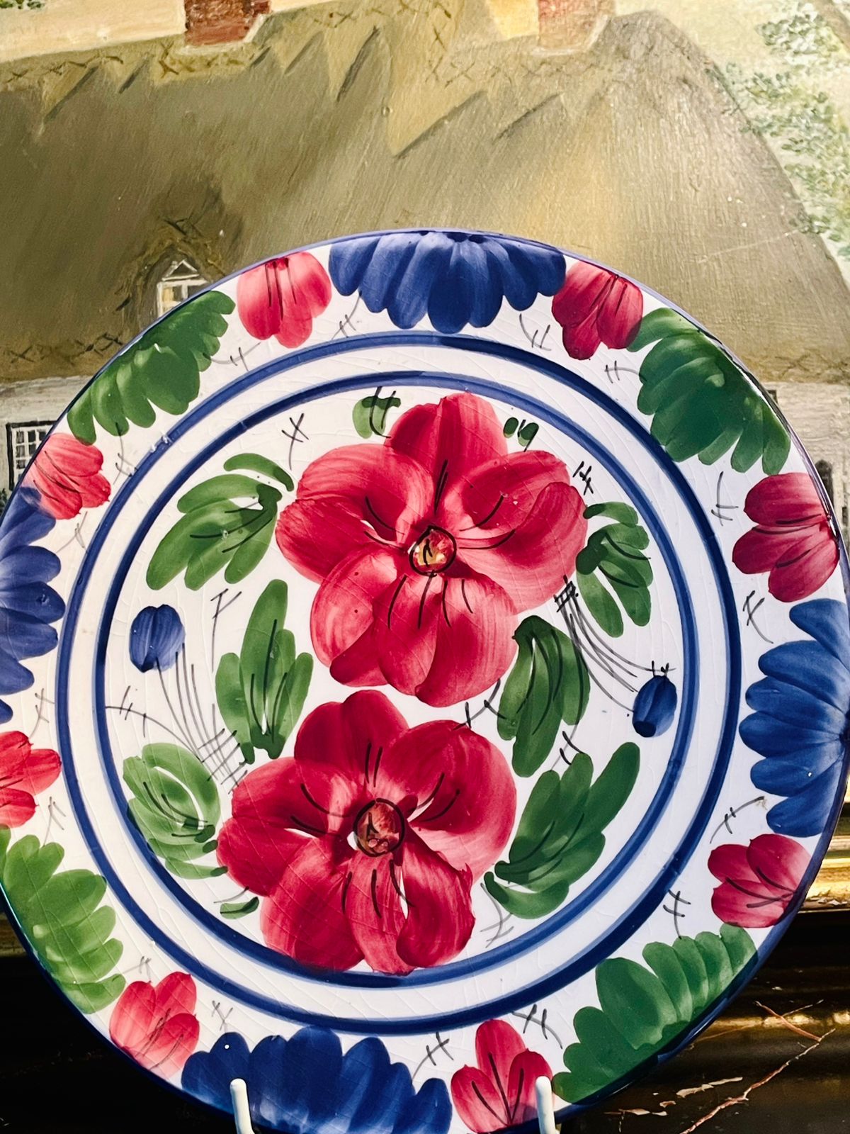 Vintage Hand-Painted Floral Porcelain Dinner Plate or Wall Decor Plate – 22 cm (England)