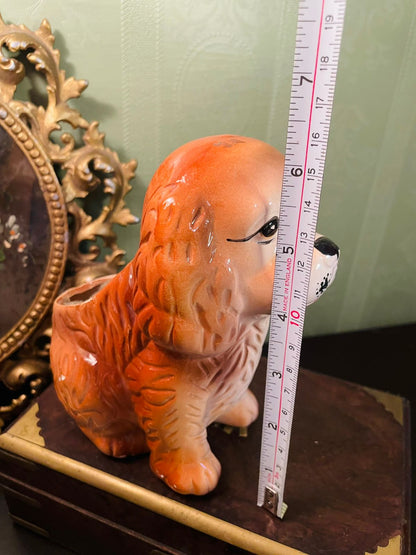Vintage Ceramic Spaniel Dog Planter Vase 6 Inch