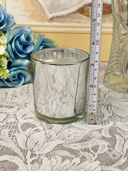 Vintage Silver Mercury Glass Candle Holder with Candles