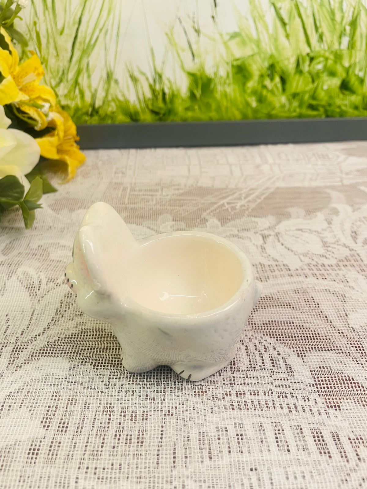 Vintage Ceramic Dog Egg Cup Holder
