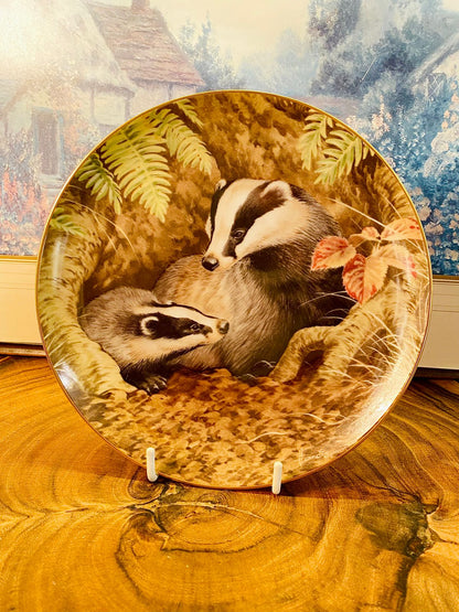 Vintage Badger Plate Forest Year June Ferns Porcelain 1983