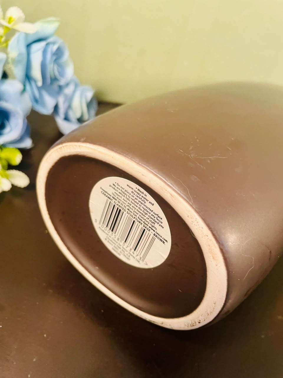 Large Brown Contemporary Ceramic Floor Vase – 13 Inch Decorative Vase
