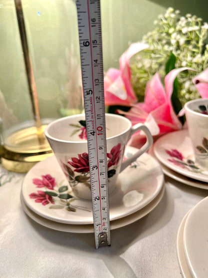 Johnson Bros England Rose Tea Set – 4 Cups, 4 Saucers & 4 Side Plates – 12 Piece Floral Set