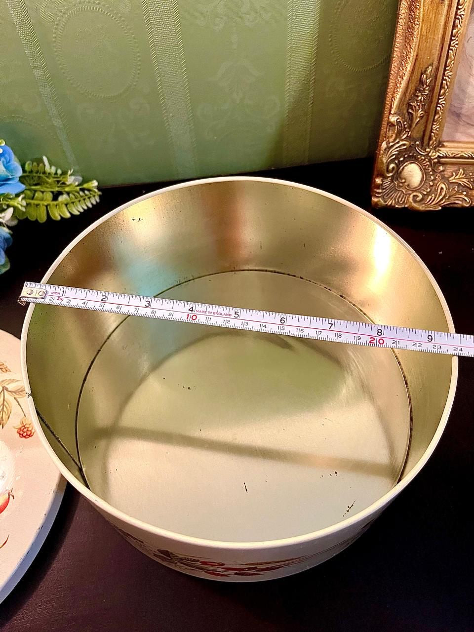 Marks Spencers Floral Round Metal Storage Tin 9 Inch
