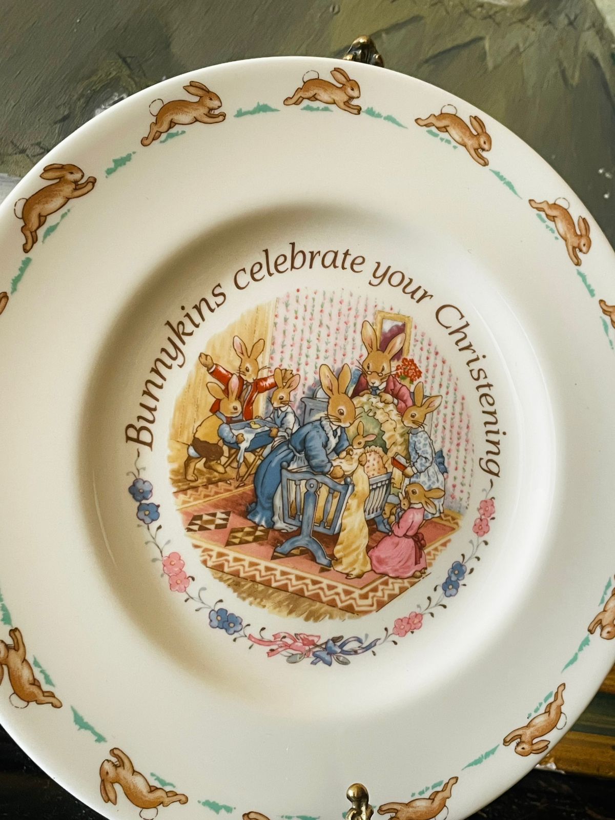 Royal Doulton Bunnykins Christening Plate – 1986 Fine Bone China – Nursery Gift Collectible