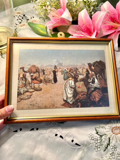 Vintage Market Scene Framed Art 10"