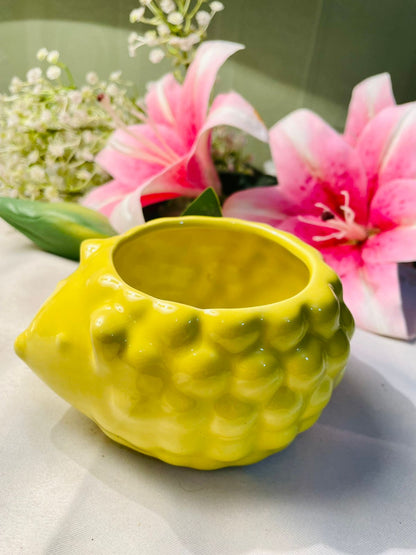 Lime Green Sculpted Ceramic Face Planter 4.5 in
