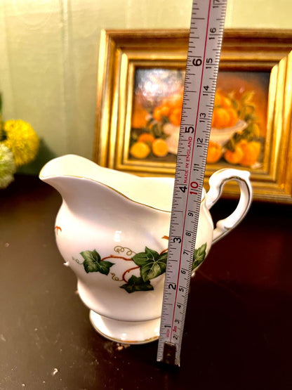 Vintage Ivy Pattern Porcelain Creamer Jug – 4 Inch