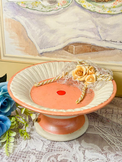Vintage Terracotta Pedestal Cake Stand – Peach & Cream