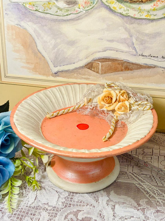 Vintage Terracotta Pedestal Cake Stand – Peach & Cream