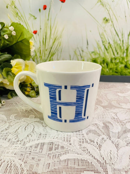 Wilko Blue Alphabet H Ceramic Mug | Initial Cup