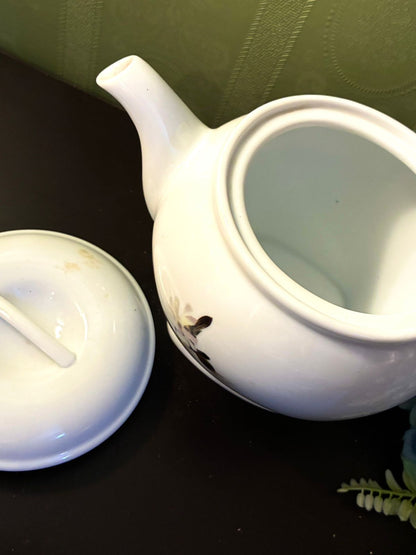 Vintage Floral Teapot Fine China White Tea Pot