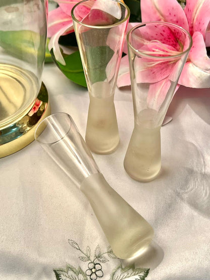 Vintage Frosted Crystal Bud Vases – 3 Pieces, 5.5 Inch