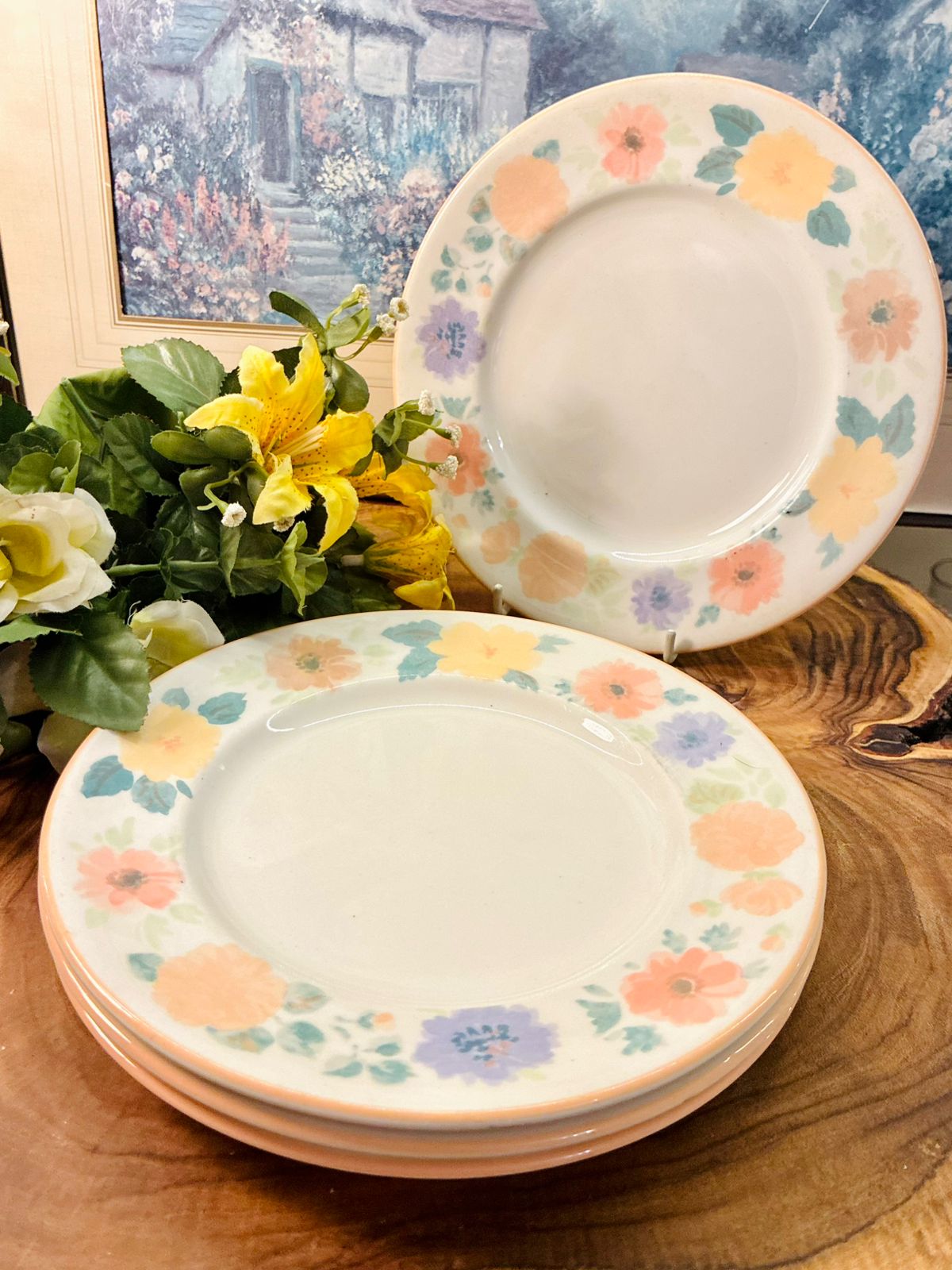 Adsder Floral Salad Plates Set of 4