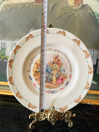 Royal Doulton Bunnykins Christening Plate – 1986 Fine Bone China – Nursery Gift Collectible